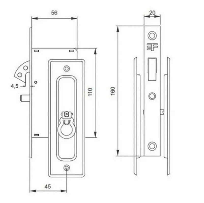 Fechadura Bico de Papagaio Interna 3F (Porta correr) - Imagem 4