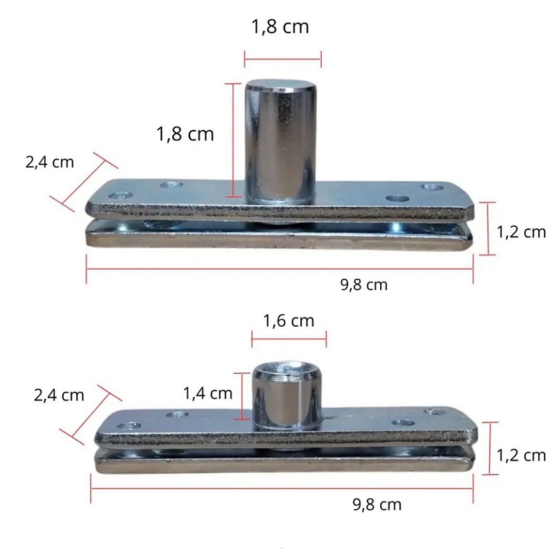 Dobradiça/ pino Pivotante 200kg aço inox - Imagem 2